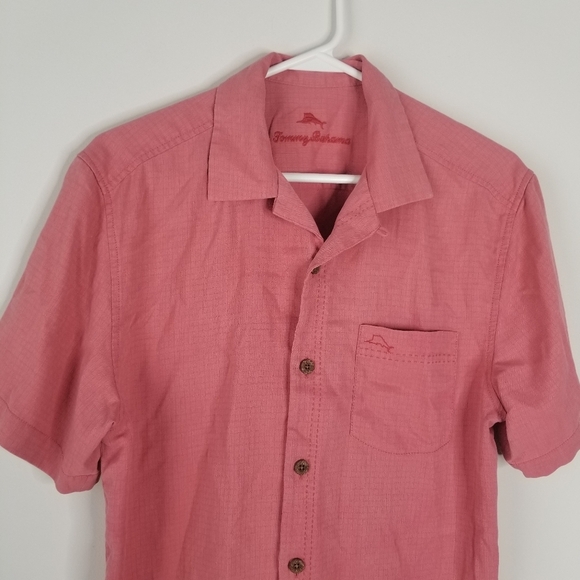 Tommy Bahama IslandZone Cool Max/Silk Blend Button Front Shirt Size S Salmon - Picture 8 of 13